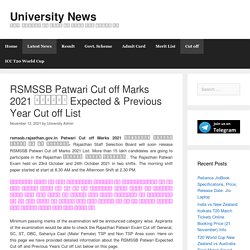 RSMSSB Patwari Cut off Marks 2021