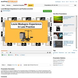 Louis Modugno Experience in Law Practice