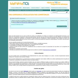 Une expérience d'évaluation par compétences