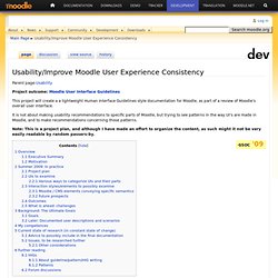 Usability/Improve Moodle User Experience Consistency