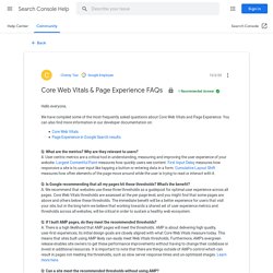 Core Web Vitals & Page Experience FAQs - Search Console Community