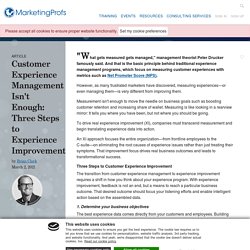 Customer Experience Management and Improvement