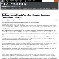 Staples Acquires Runa to Transform Shopping Experience Through Personalization
