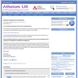 Atheist experience research : AtheismUK