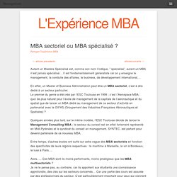 MBA sectoriel ou MBA spécialisé