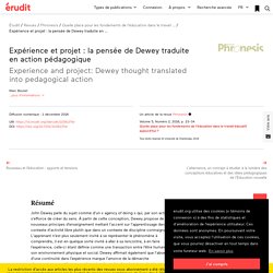 Expérience et projet : la pensée de Dewey traduit… – Phronesis