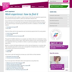 Finding Work Experience and Volunteering