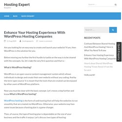 Enhance Your Hosting Experience With WordPress Hosting Companies – Hosting Expert