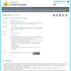 Expériences sur l'énergie solaire