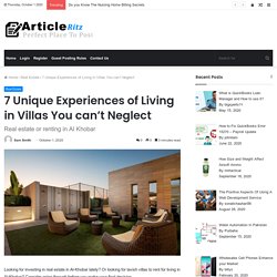 7 Unique Experiences of Living in Villas You can’t Neglect - Article Ritz