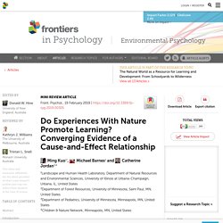 Do Experiences With Nature Promote Learning? Converging Evidence of a Cause-and-Effect Relationship