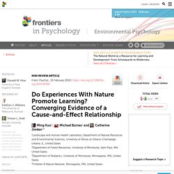 Do Experiences With Nature Promote Learning? Converging Evidence of a Cause-and-Effect Relationship