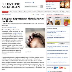 Religious Experiences Shrink Part of the Brain