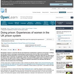 Doing prison: Experiences of women in the UK prison system