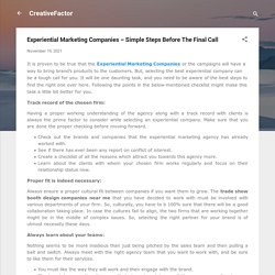 Experiential Marketing Companies – Simple Steps Before The Final Call