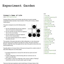 Experiment Garden: Conway's Game of Life