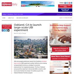 Oakland, CA to launch large-scale UBI experiment