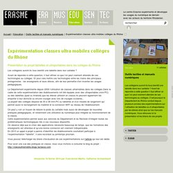 Classes ultra mobiles - collèges Rhône - Expérimentation