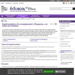 Collège - Expérimentation d'un enseignement « Éloquence » en classe de troisième