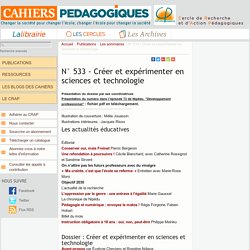 533 - Créer et expérimenter en sciences et technologie