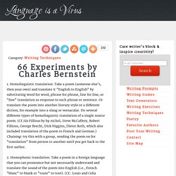 66 Experiments by Charles Bernstein