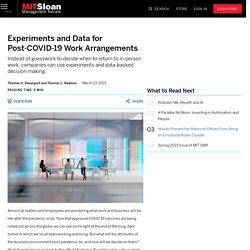 Experiments and Data for Post-COVID-19 Work Arrangements
