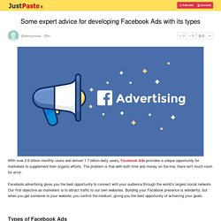 Some expert advice for developing Facebook Ads with its types