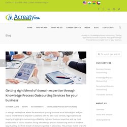 Getting right blend of domain expertise through Knowledge Process Outsourcing Services for your business - Acreaty.us