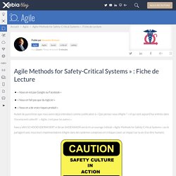 Agile Methods for Safety-Critical Systems » : Fiche de Lecture