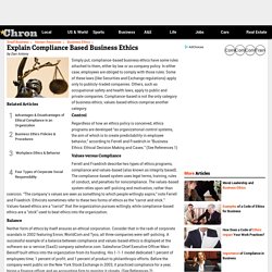 Explain Compliance Based Business Ethics