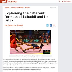 Explaining the different formats of kabaddi and its rules