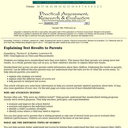 Explaining test results to parents. Eissenberg, Thomas E. & Rudner, Lawrence M.