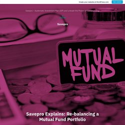 Savepro Explains: Re-balancing a Mutual Fund Portfolio – Savepro