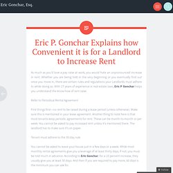 Eric P. Gonchar Explains how Convenient it is for a Landlord to Increase Rent