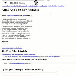 Arms And The Boy Analysis Wilfred Owen : Summary Explanation Meaning Overview Essay Writing Critique Peer Review Literary Criticism Synopsis Online Education