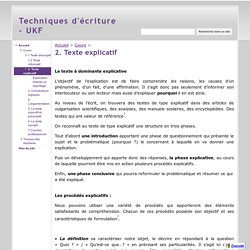 2. Texte explicatif - Techniques d'écriture - UKF