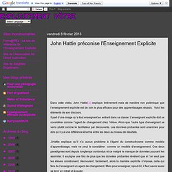 John Hattie préconise l'Enseignement Explicite