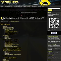 Exploit writing tutorial part 10 : Chaining DEP with ROP – the Rubik’s[TM] Cube