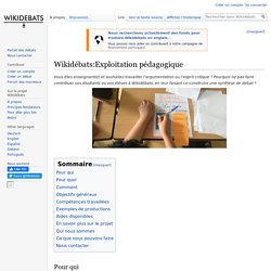 Exploitation pédagogique de Wikidébats