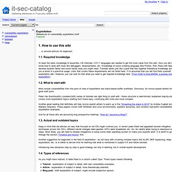 Exploitation - it-sec-catalog - References to vulnerability exploitation stuff. - Project Hosting on Google Code