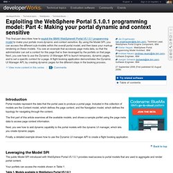 Exploiting the WebSphere Portal 5.1.0.1 programming model: Part 4: Making your portal dynamic and context sensitive