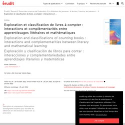 Exploration et classification de livres à compter… – Revue des sciences de l’éducation