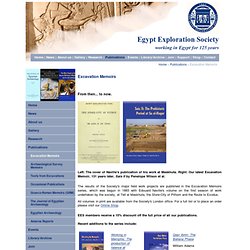 Egypt Exploration Society - Excavation Memoirs