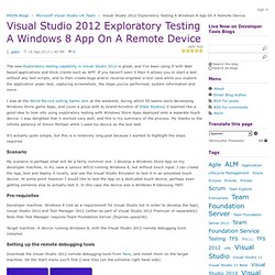 VS 2012 Exploratory Testing On Remote Device