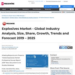 Explosives Market - Global Industry Analysis, Size, Share, Growth, Trends and Forecast 2019 – 2025