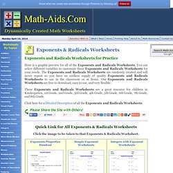 Exponents & Radicals Worksheets for Practice
