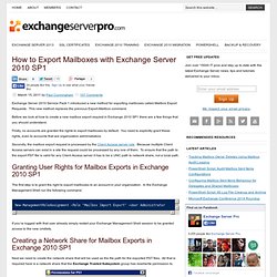 How to Export Mailboxes with Exchange Server 2010 SP1