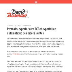 Evernote: exporter vers TXT et exportation automatique des pièces jointes
