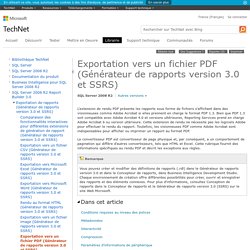 Exportation vers un fichier PDF (Générateur de rapports version 3.0 et SSRS)