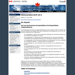 D19-10-2 - Loi sur les licences d'exportation et d'importation (Importations)
